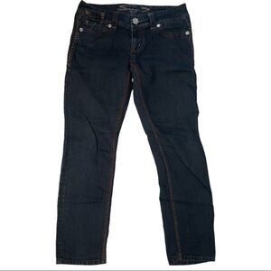 Seven 7 Women's Dark Wash Mid Rise Stretch Blue Denim Skinny Jeans Waist…